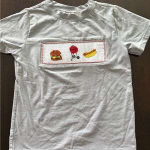 Smocked Summer/ Grill/ Backyard BbQ Gray Kids T-Shirt